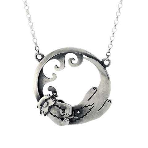 Busy Otter Floating By (with flipping fish)