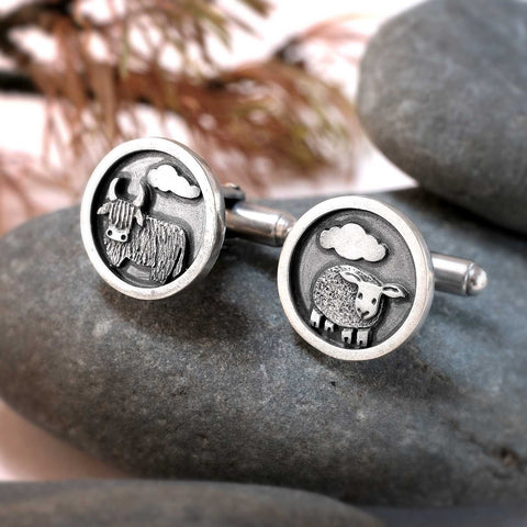 Hairy Coo and Sheep Cufflinks