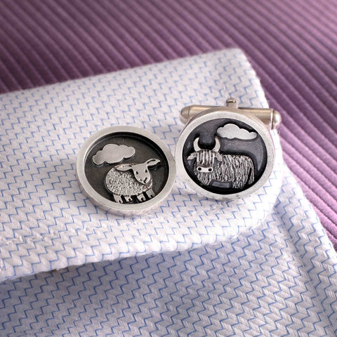 Hairy Coo and Sheep Cufflinks