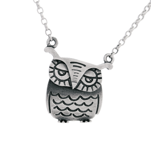 Pondering Owl Necklace (with wobbling body)