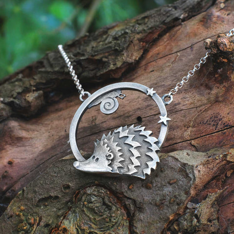 Hedgehog and Snail Necklace