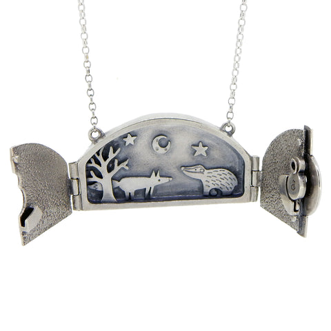 Secret Locket (with real key mechanism) Fox and Badger