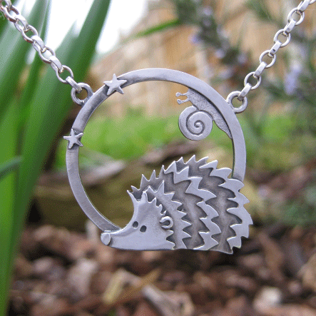 Hedgehog and Snail Necklace