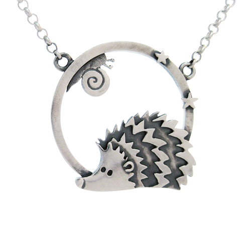 Hedgehog and Snail Necklace