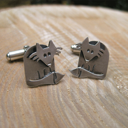 Sitting Fox Cufflinks (with moving heads)